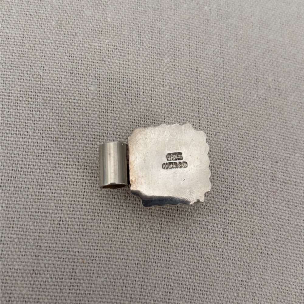 VTG Mexico .925 Sterling Silver Grayish Gem Square Beaded Edge Slider Pendant - Picture 3 of 6